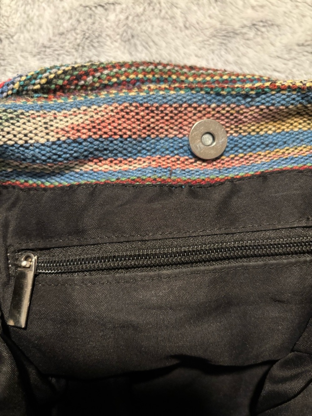 Handwoven Multicolor Striped Shoulder Bag - Boho Tote - Picture 7 of 10